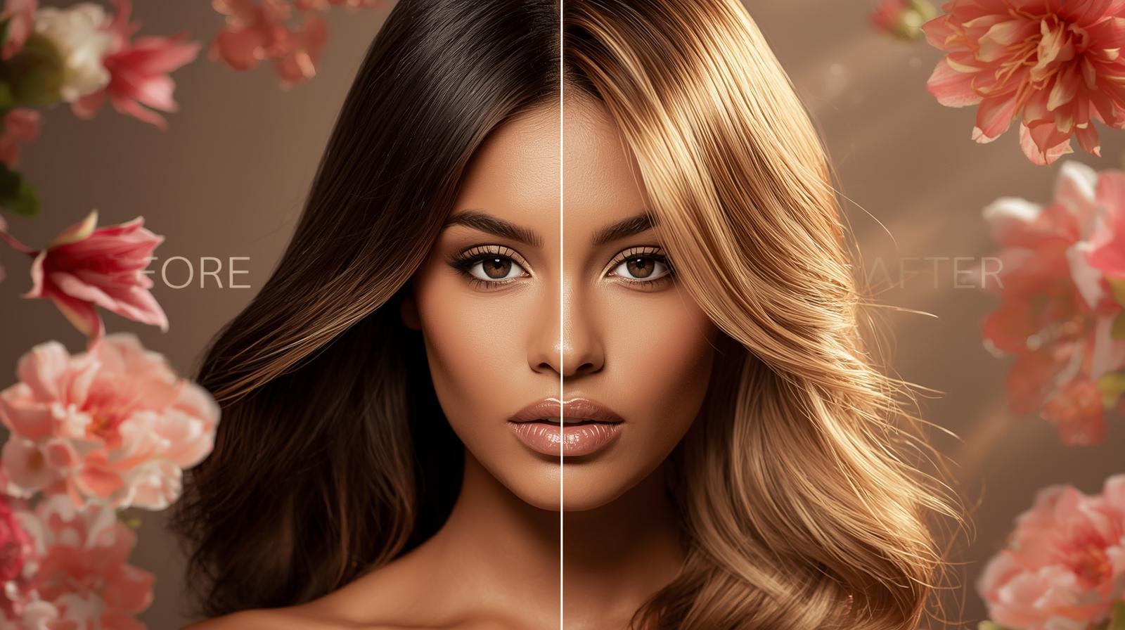 hair colour experts - transformation from dark to golden highlights