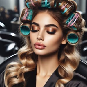 hair salon cape town - client with rollers in hair