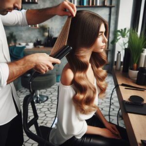 hair salon cape town - stylist using a flat-iron