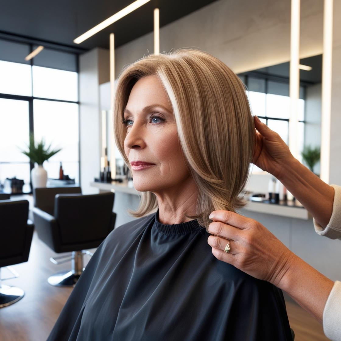 woman at hair salon having a balayage colour treatment