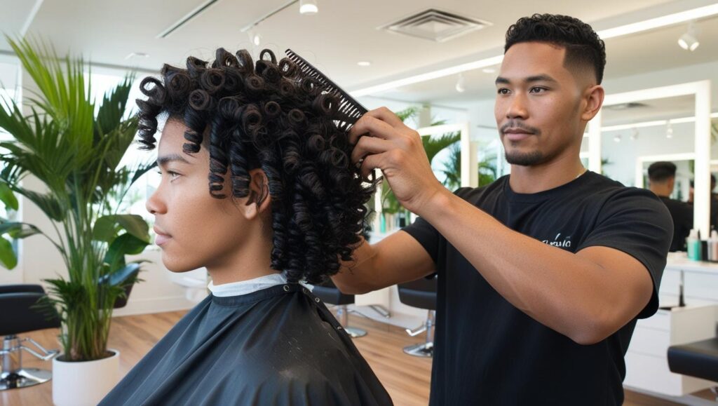 hair cutting specialists - hairdresser dry-cutting curly hair