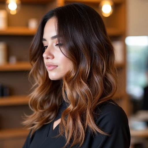 Winter Hair - woman with bronze balayage at the salon