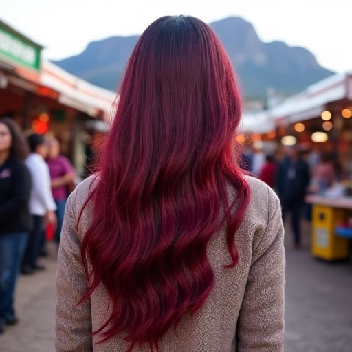 winter hair trends - woman in a cape town market with cherry cola balayage