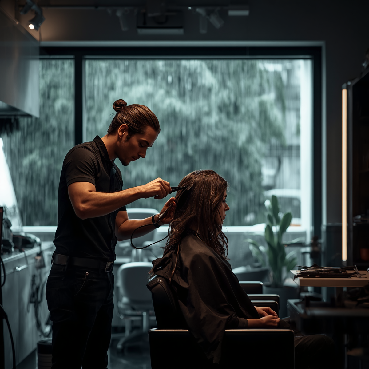 haircutting by professional stylist