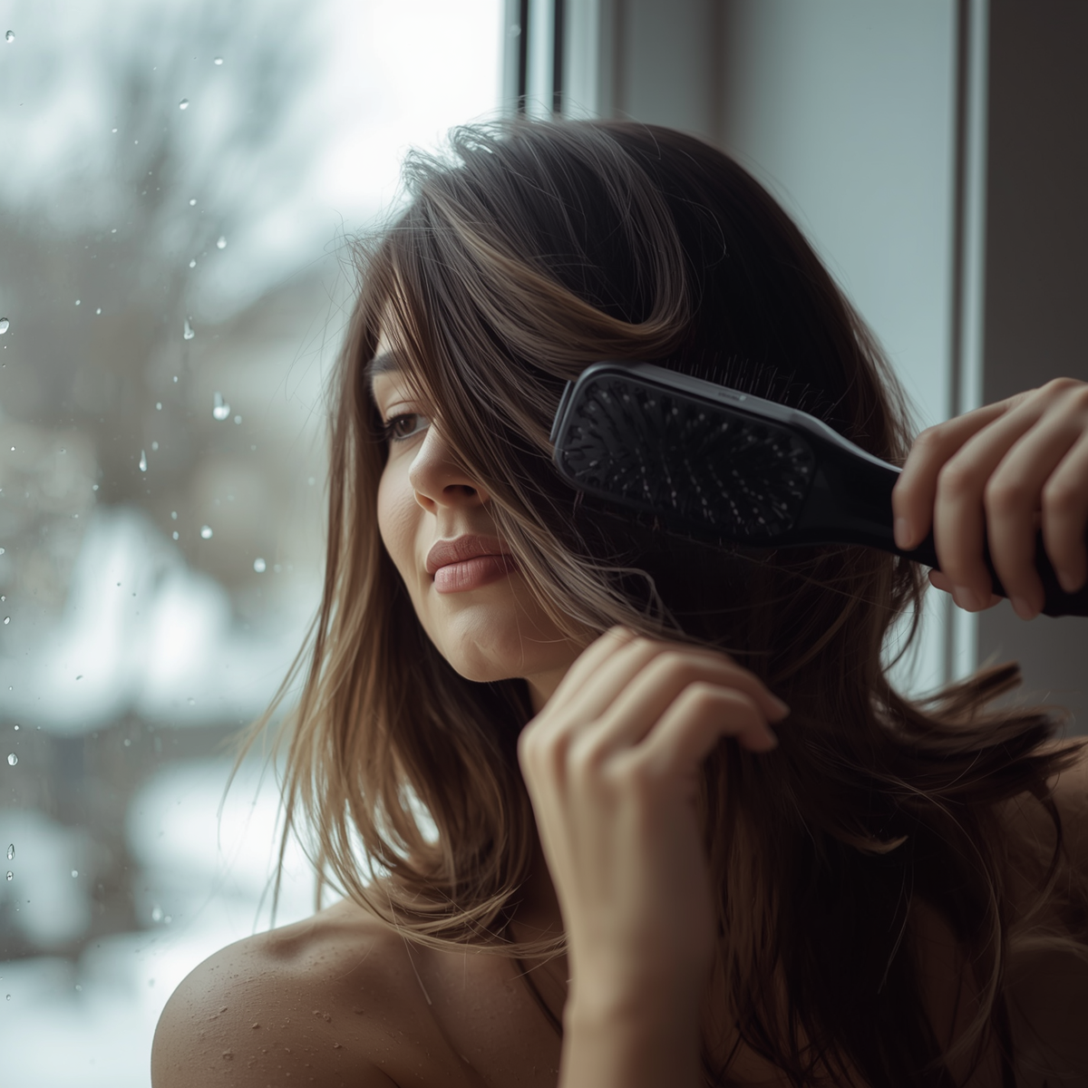 hairdresser - woman brushing her hair