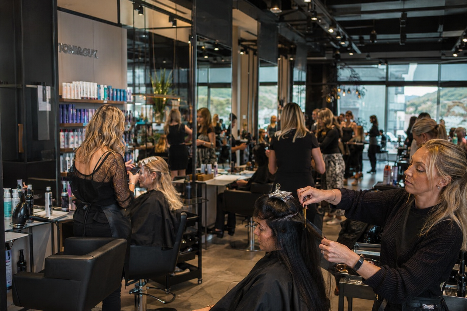busy hair salon
